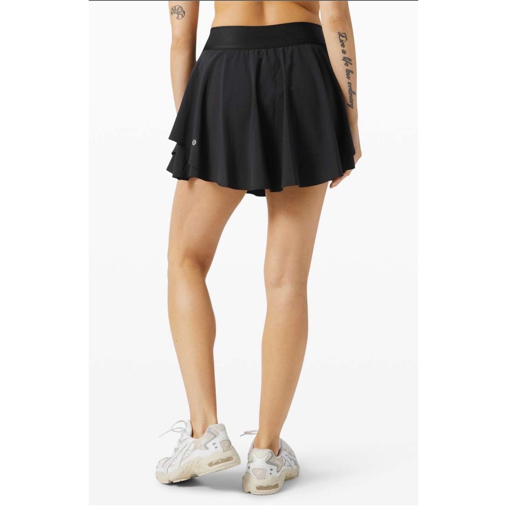 Lululemon Court Rival High-Rise Skirt Black Size 12 Tall Tennis Running Skort
